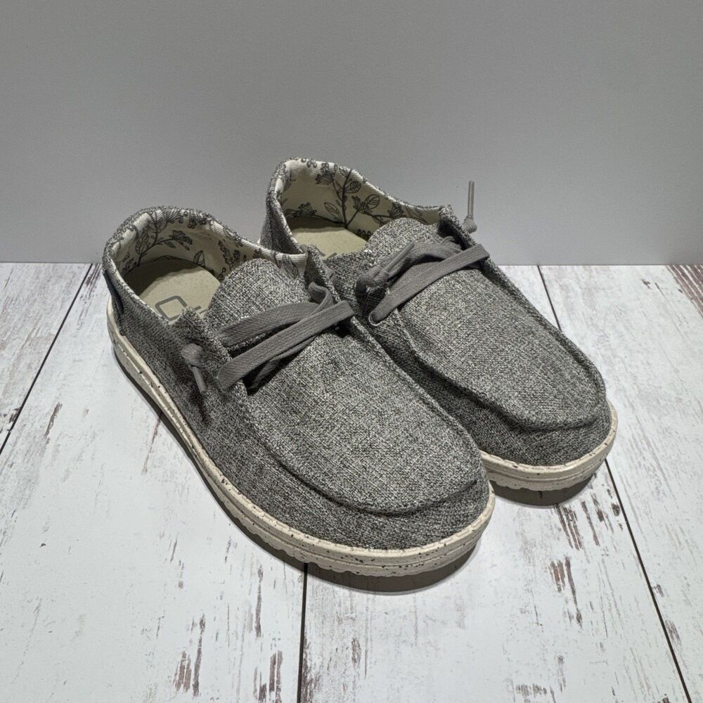 Hey Dude Wendy L Linen Gray Slip-On Comfort Lightweight Shoes Women's US 5